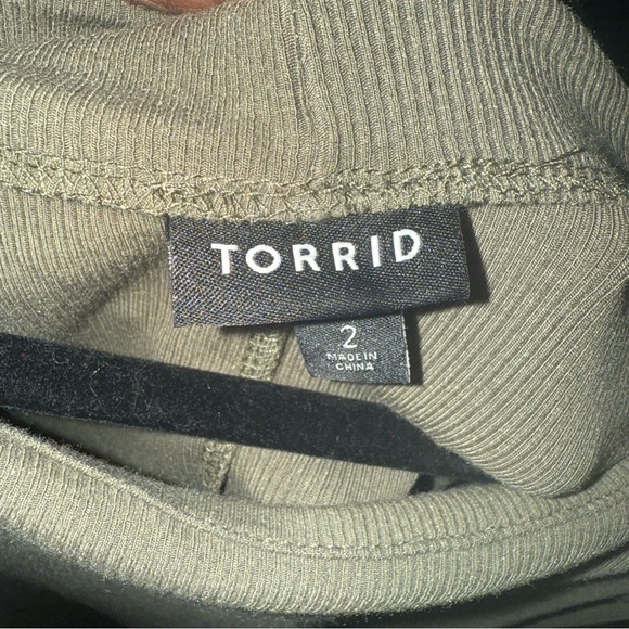 Torrid Midi Rib Asymmetrical Boat Neck 3/4 Sleeve Dress Olive Green size 2X - Picture 6 of 8